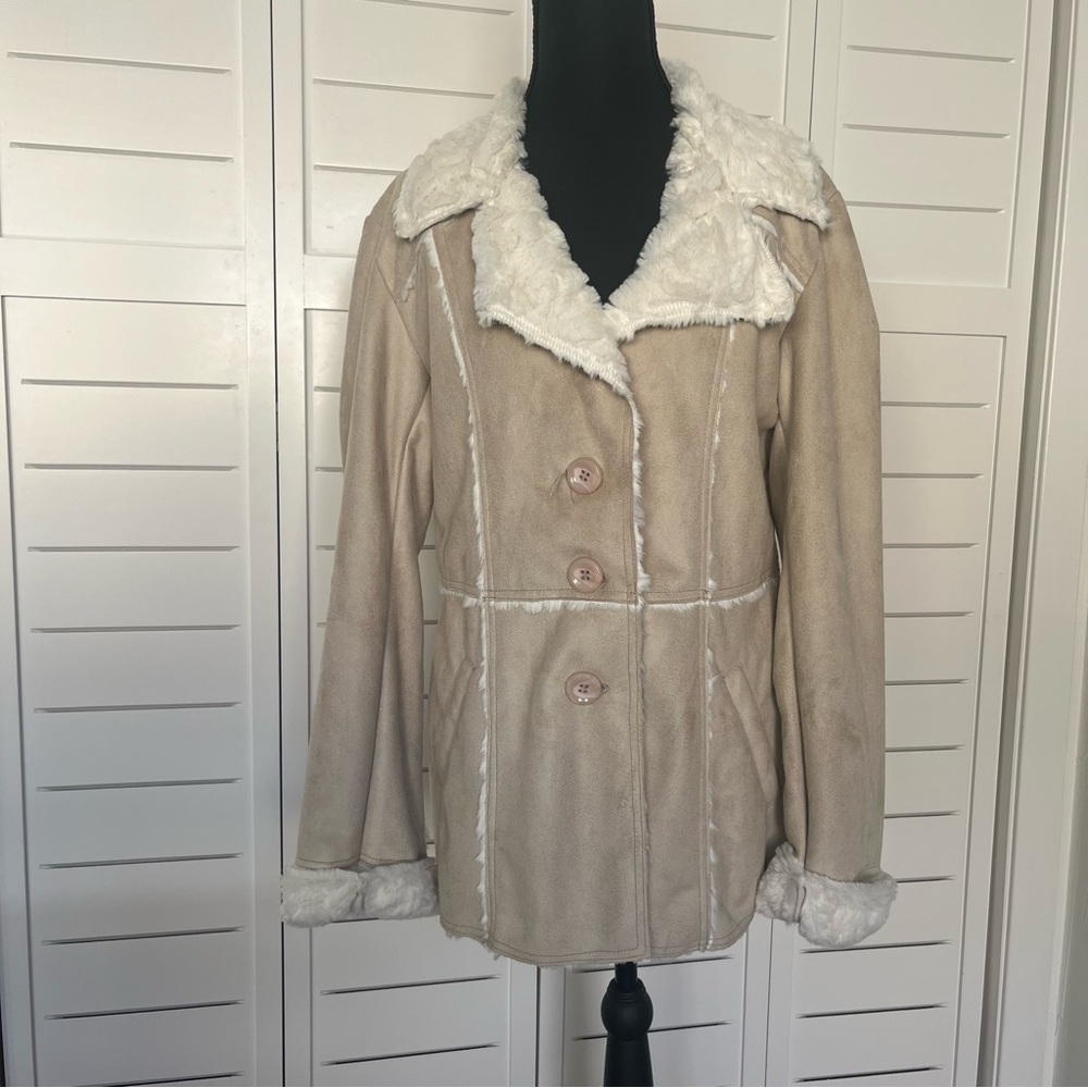 Cowgirl Legend NWOT Women's Faux Suede Tan Shearling Jacket Sz L